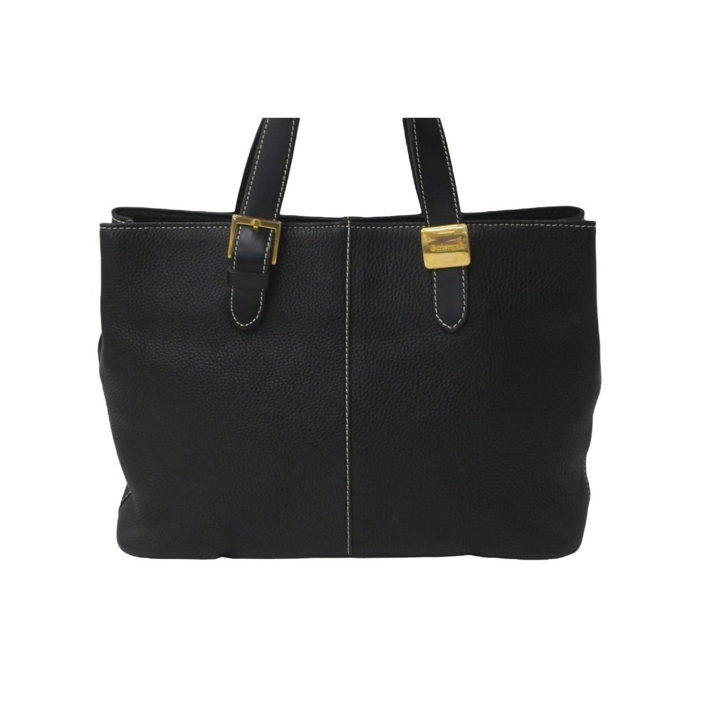 BURBERRY Handbag Gold Plated Nova Check Horse Mark Jacquard Weave Black Leather - Picture 2 of 8